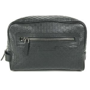 GUCCI Second Bag GG Logo 419775 Shima Leather Black